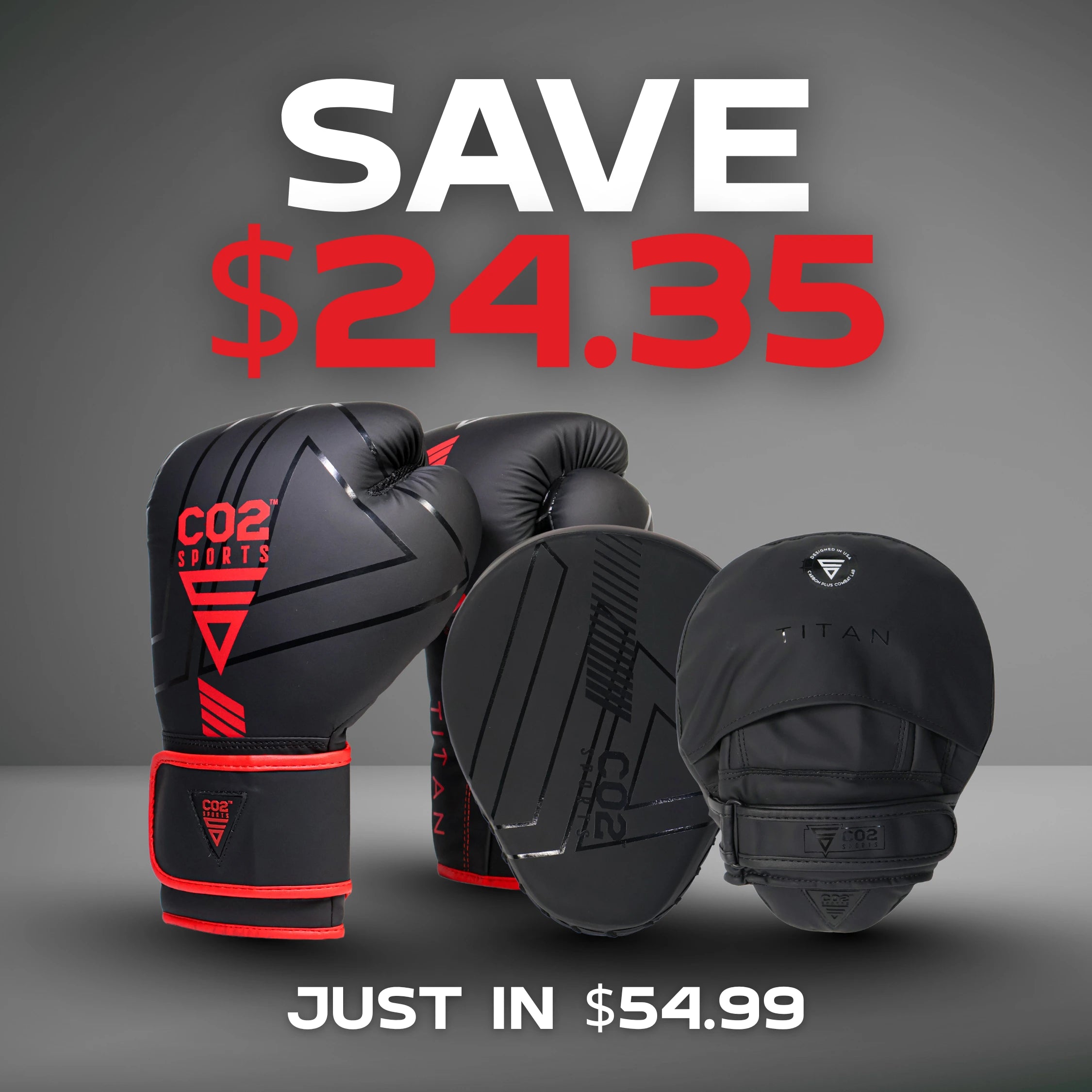 Premium red Boxing Gloves and black Curved focus mitt Bundle 