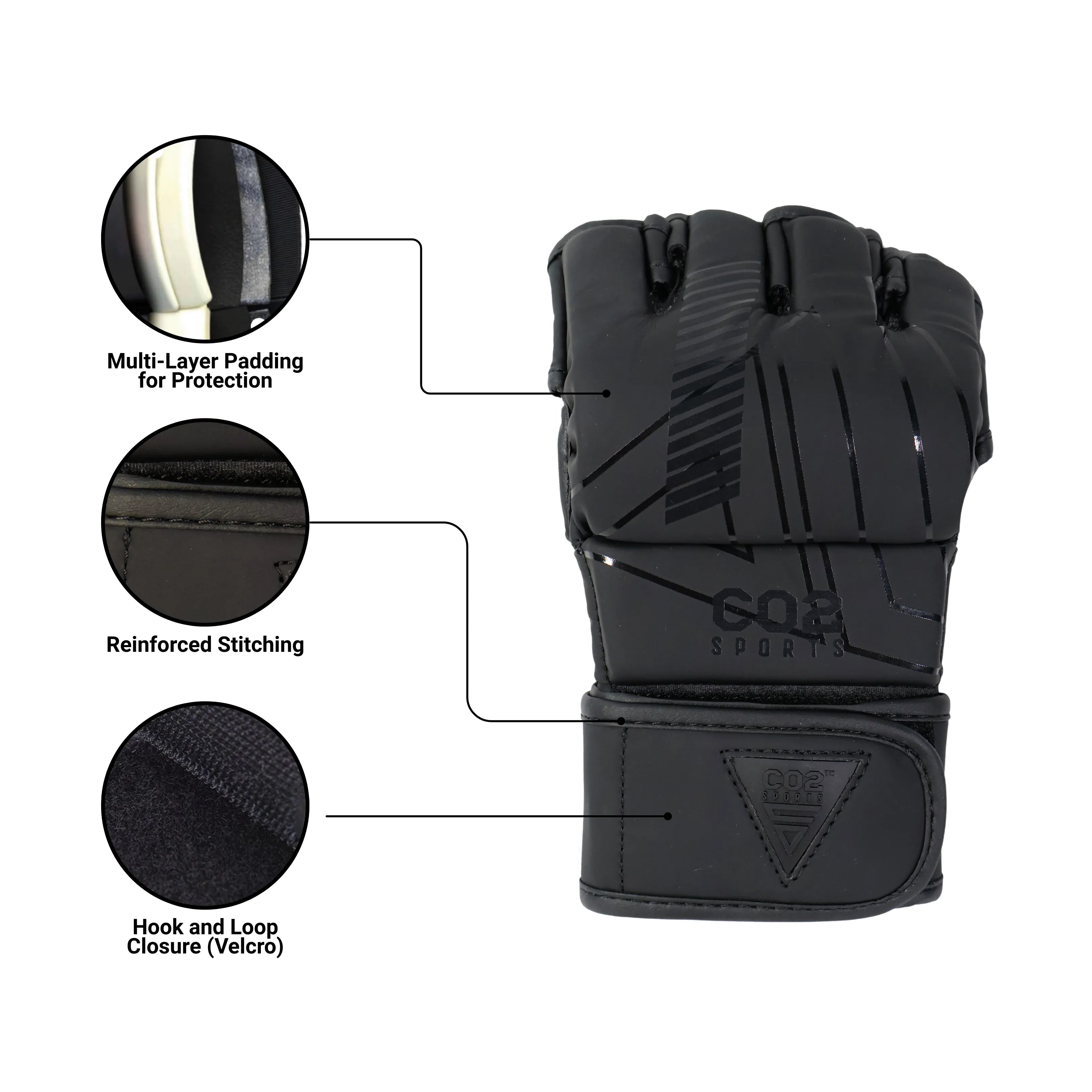 Black MMA gloves, pro MMA training gloves, buy MMA gloves online, sparring and fight gloves