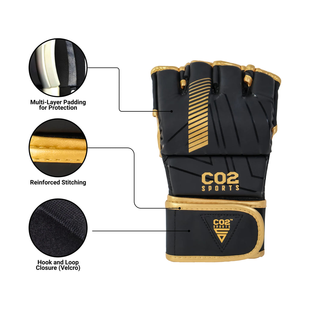 Golden leather MMA gloves, MMA gloves for gym training, sparring gloves online