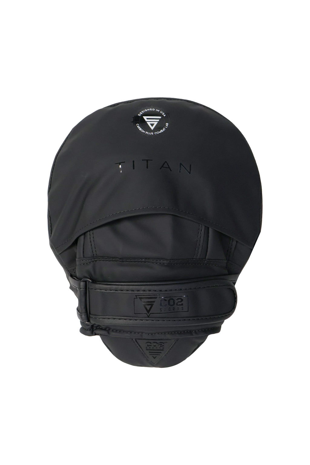 Black helmet with 'Titan' branding on a white background