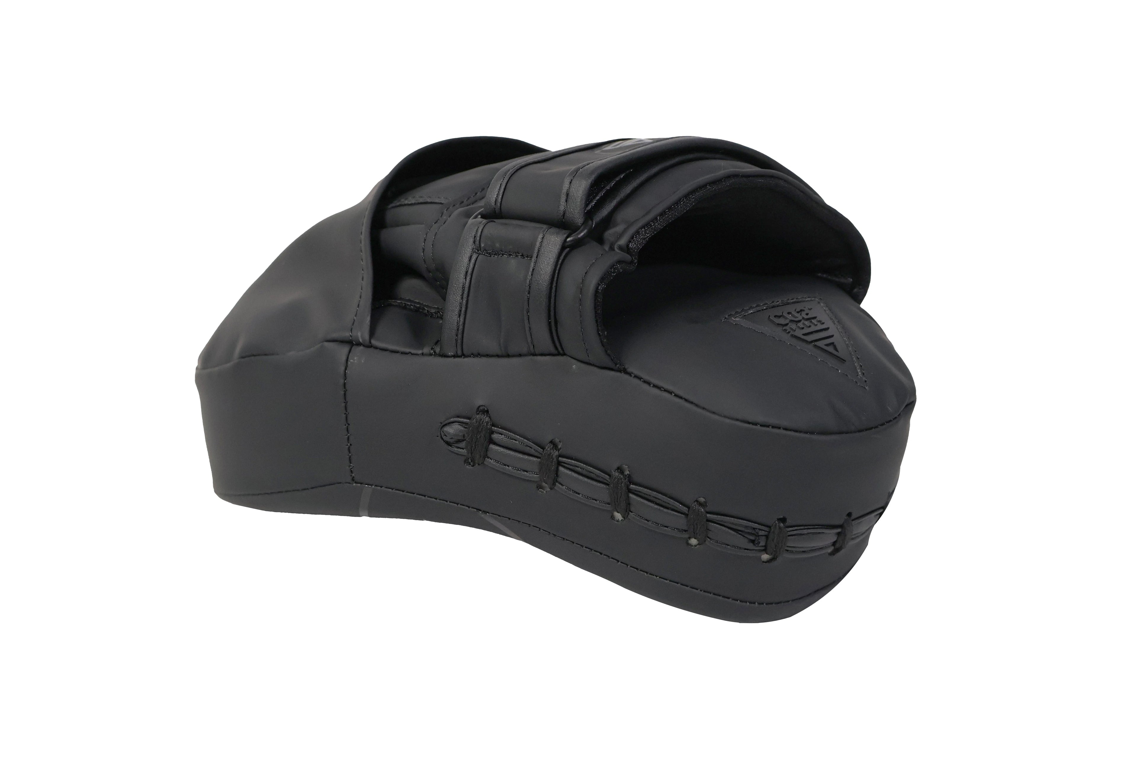 Black sandal with a strap on a white background