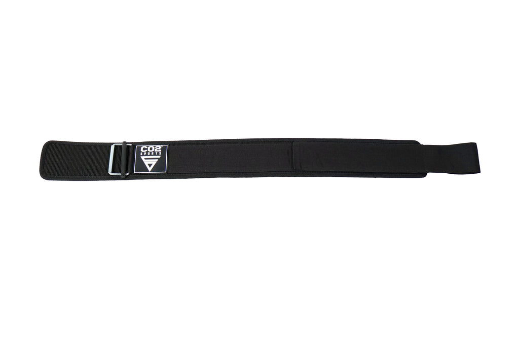 Black belt with a logo on a white background