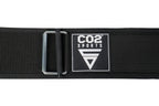 Black belt with CO2 Sports logo on a white background