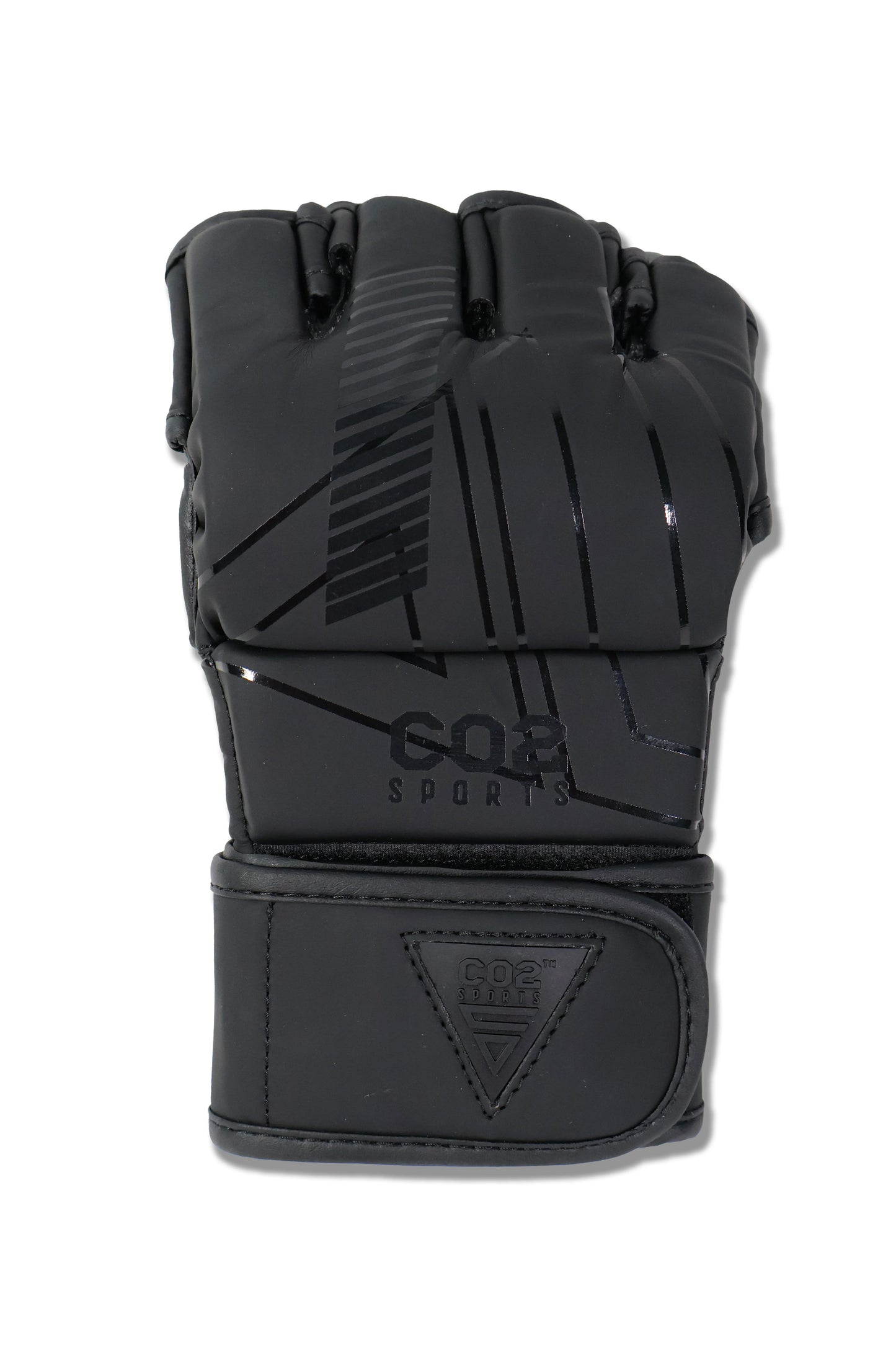 Black glove with visible branding on a white background
