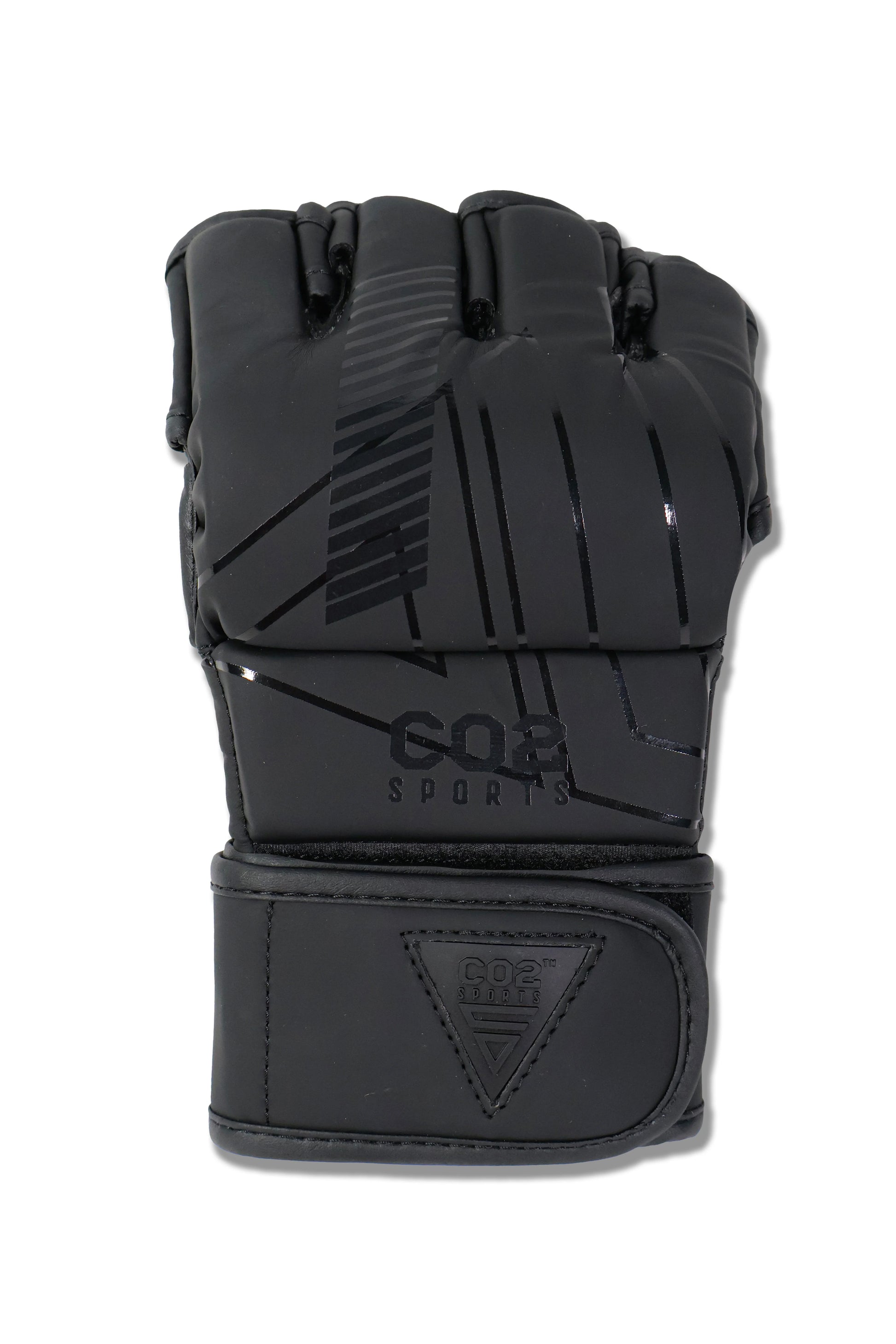 Black glove with visible branding on a white background