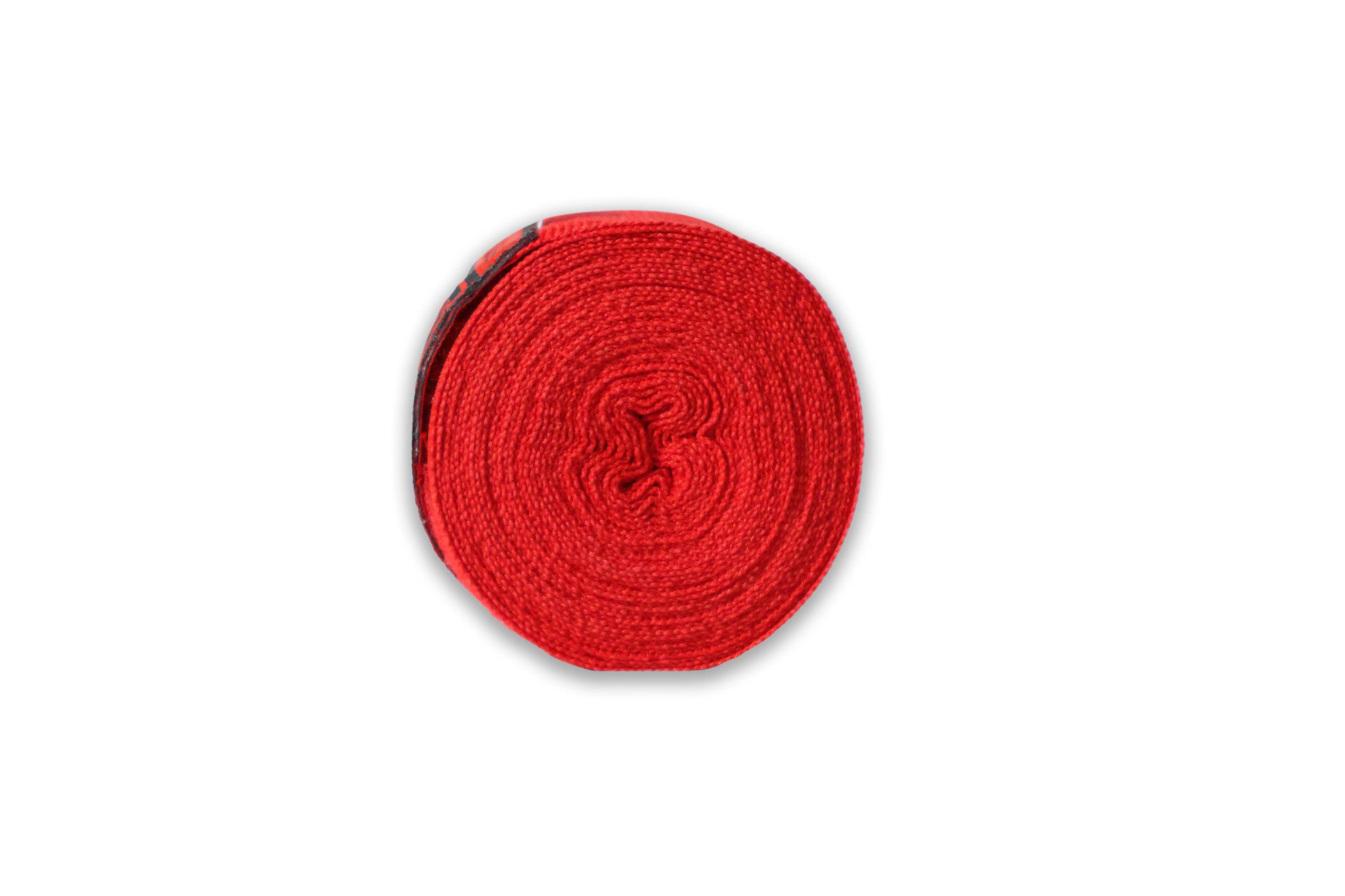 Red ribbon roll on a white background