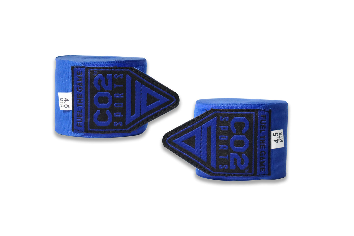 Two blue hand wraps with black COG logo on a white background