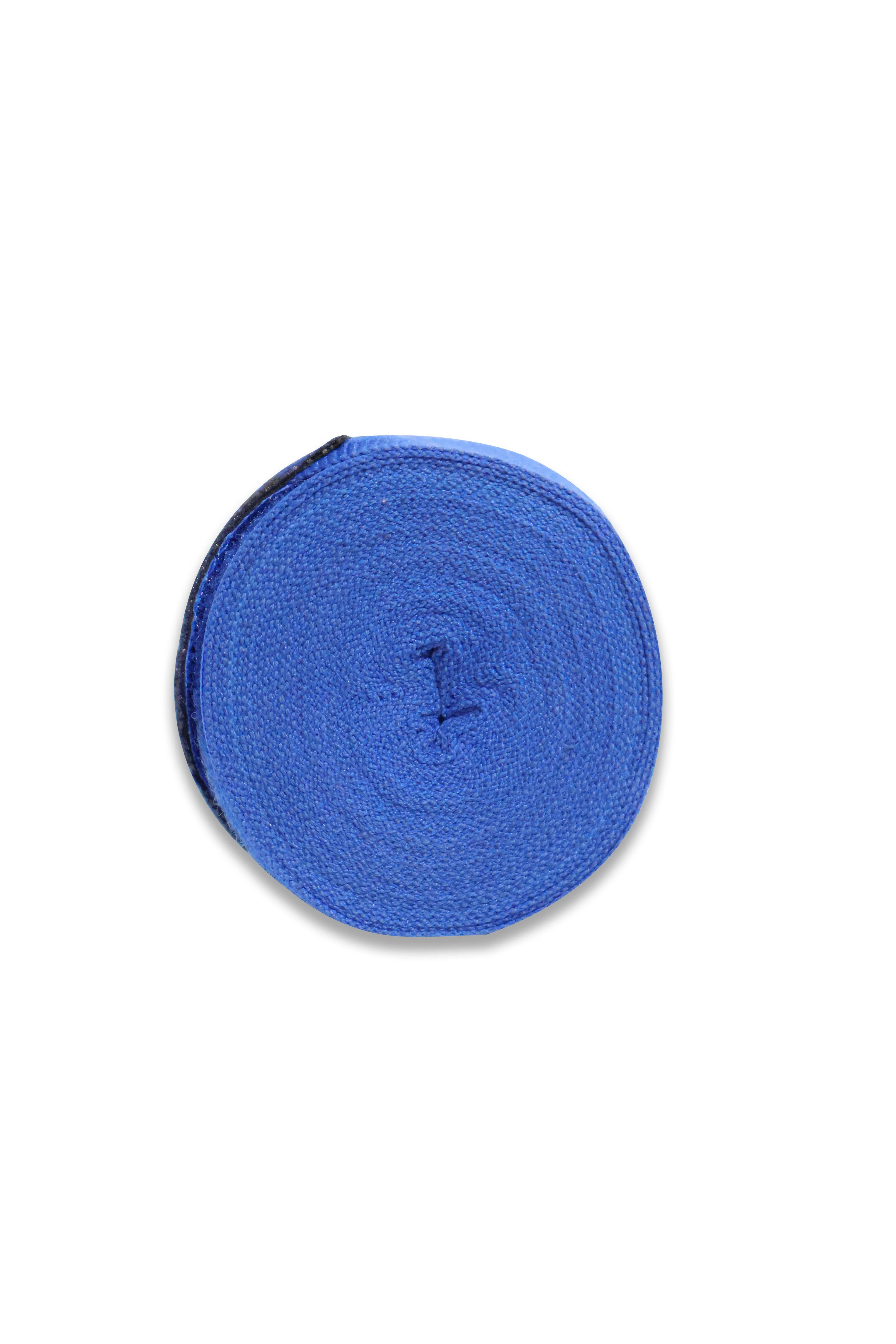 Roll of blue tape on a white background