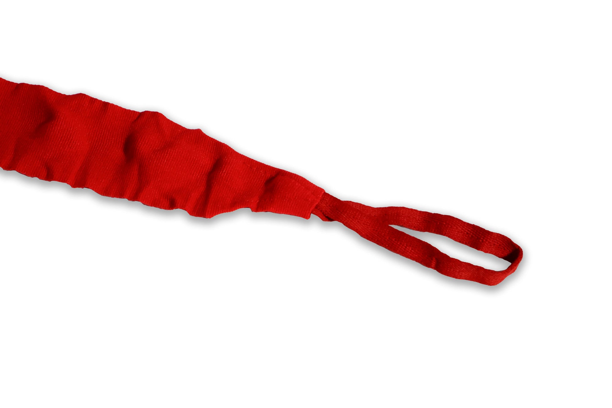 Red fabric strip on a white background
