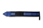 Black strap with blue accents on a white background