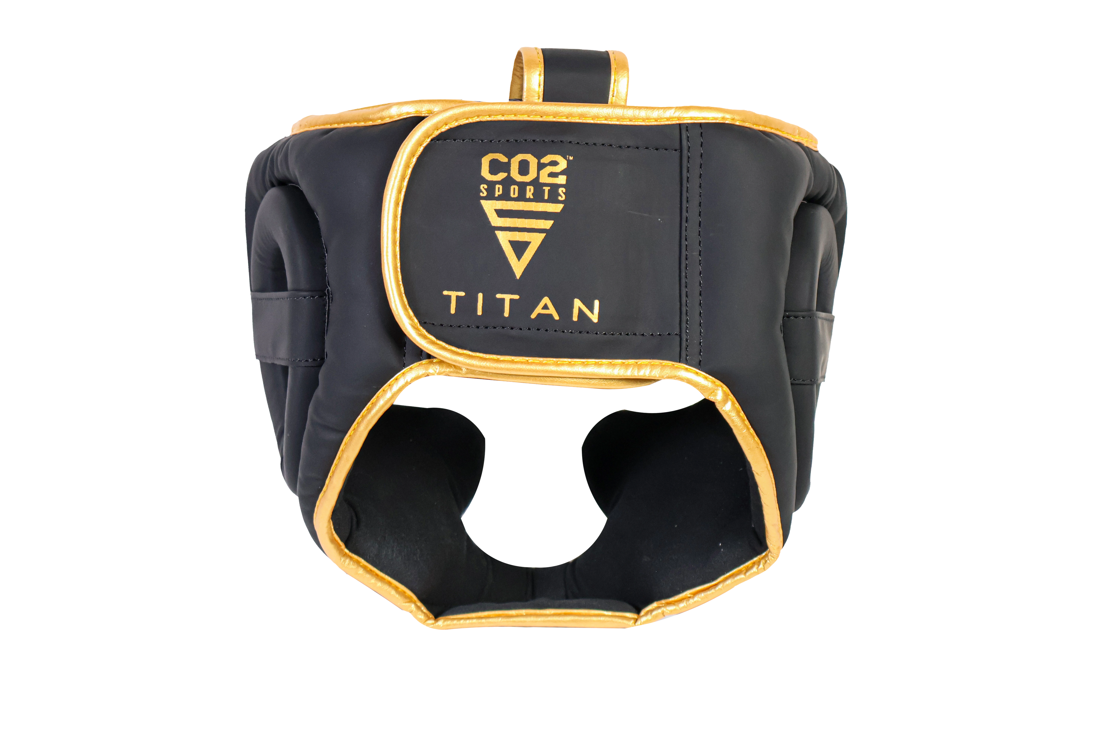 Titan head protection gear with CO2 Sports and Titan branding on a white background