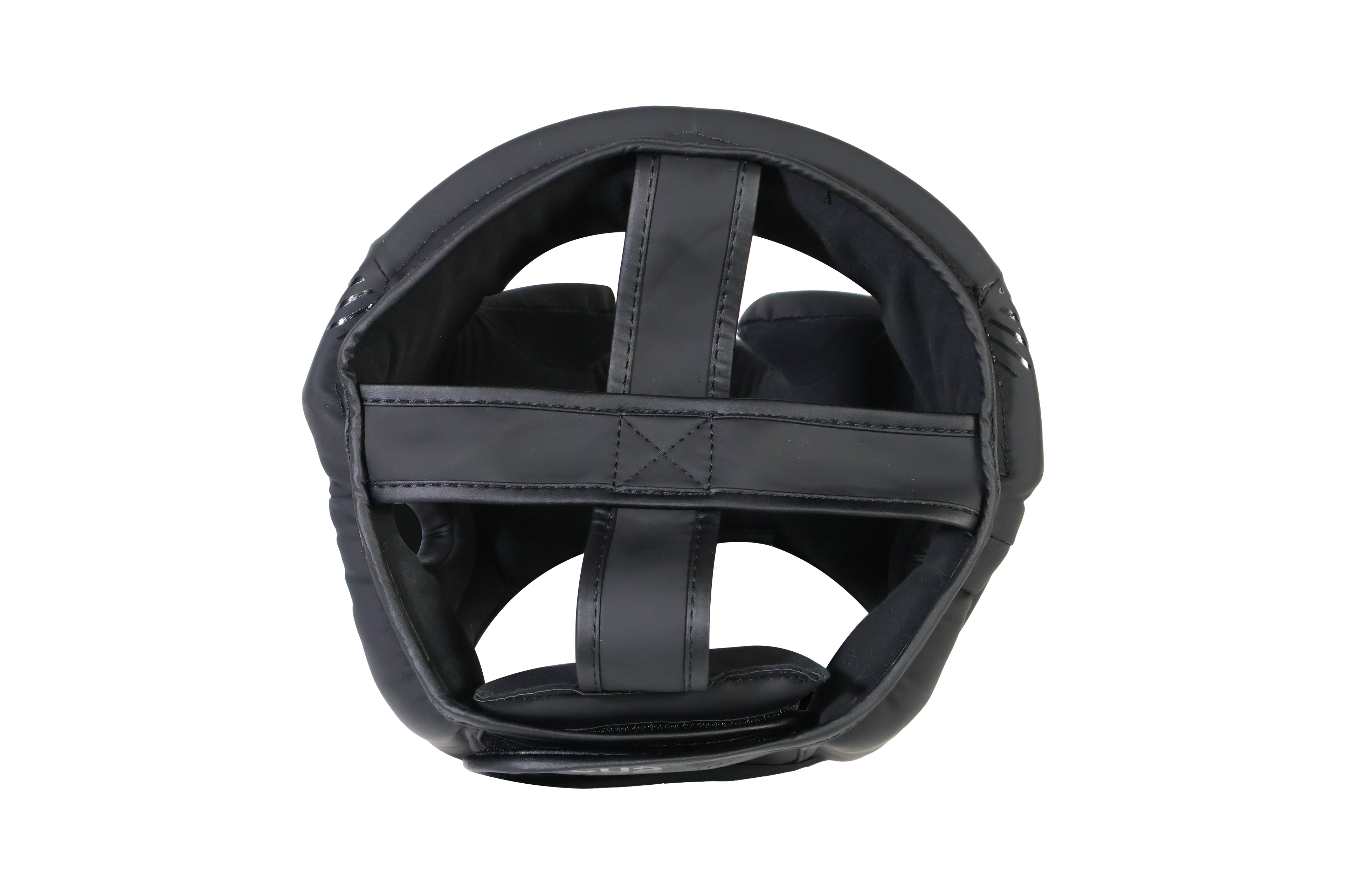 Black protective helmet on a white background