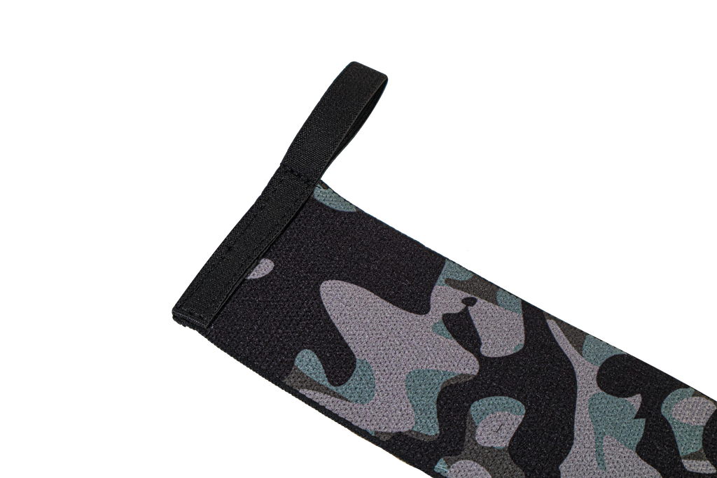 Camouflage-patterned belt strap on a white background