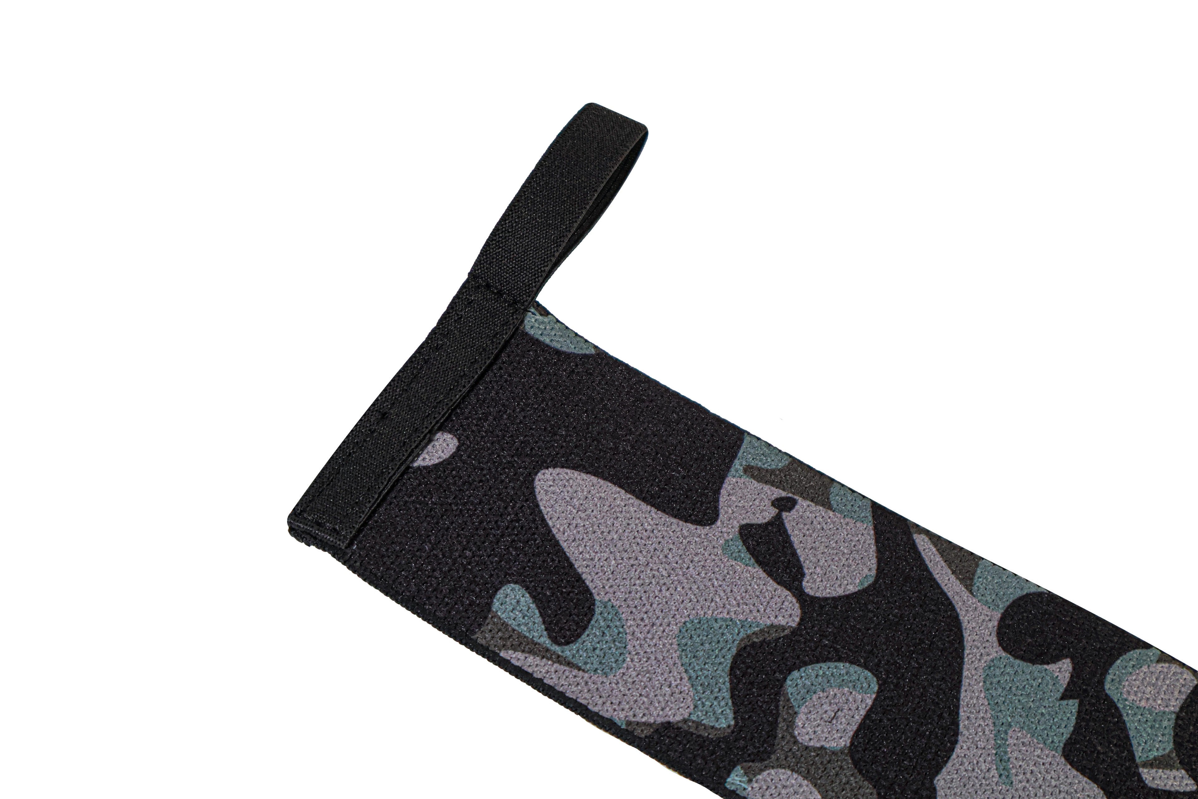 Camouflage-patterned belt strap on a white background