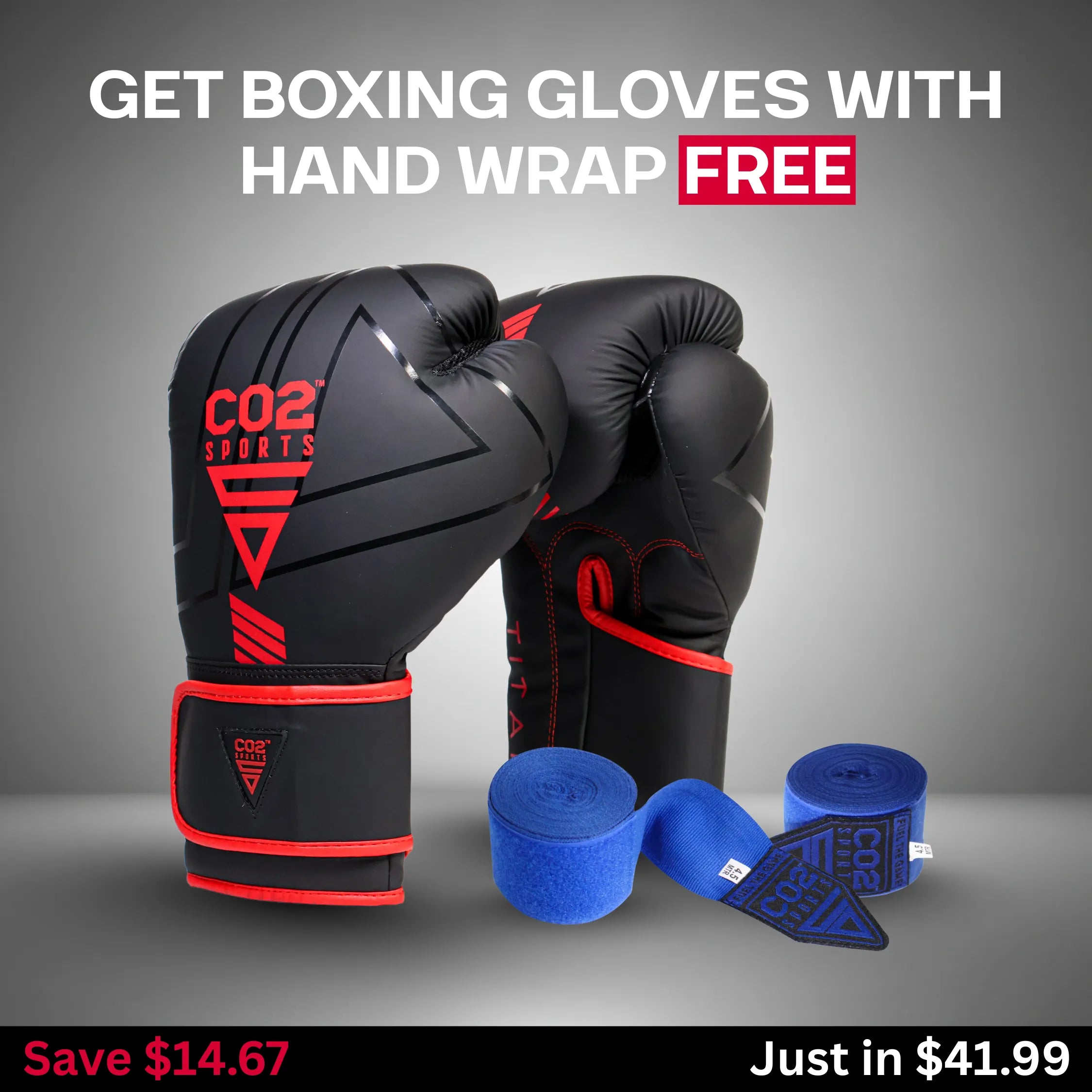 Premium Red Boxing Gloves with high quality Free Blue Hand Wrap in Bundle