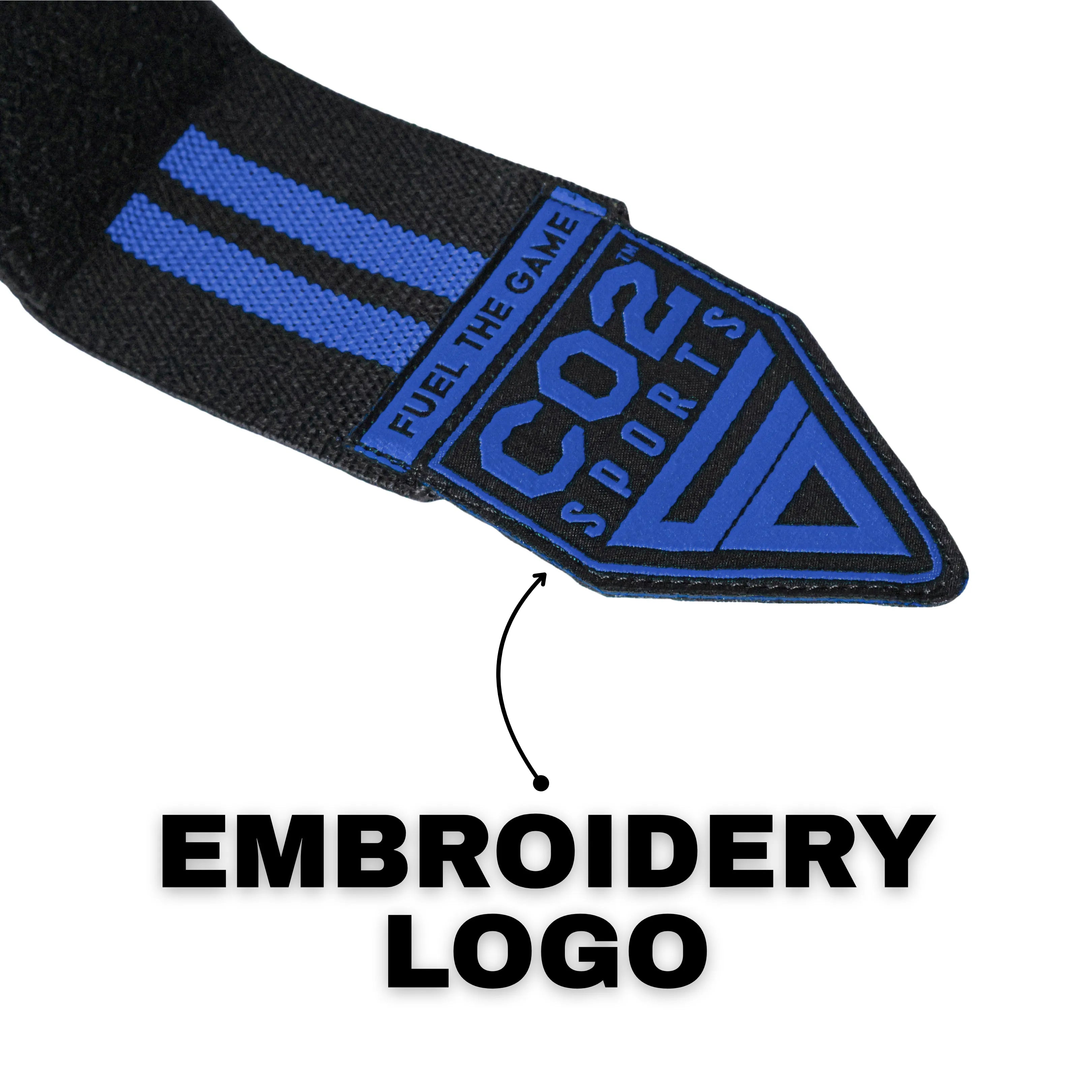 Blue wrist strap for heavy powerlifting support