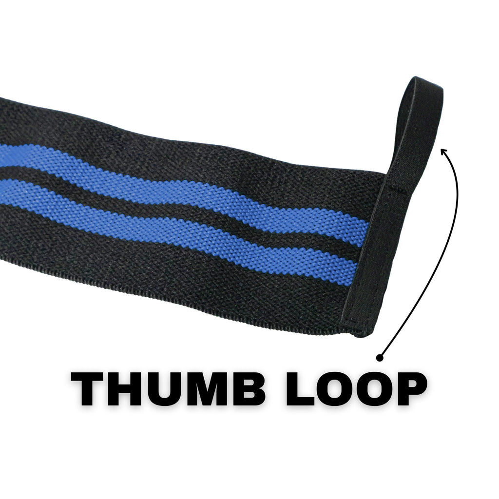 Blue weightlifting wrist wrap for fitness workouts