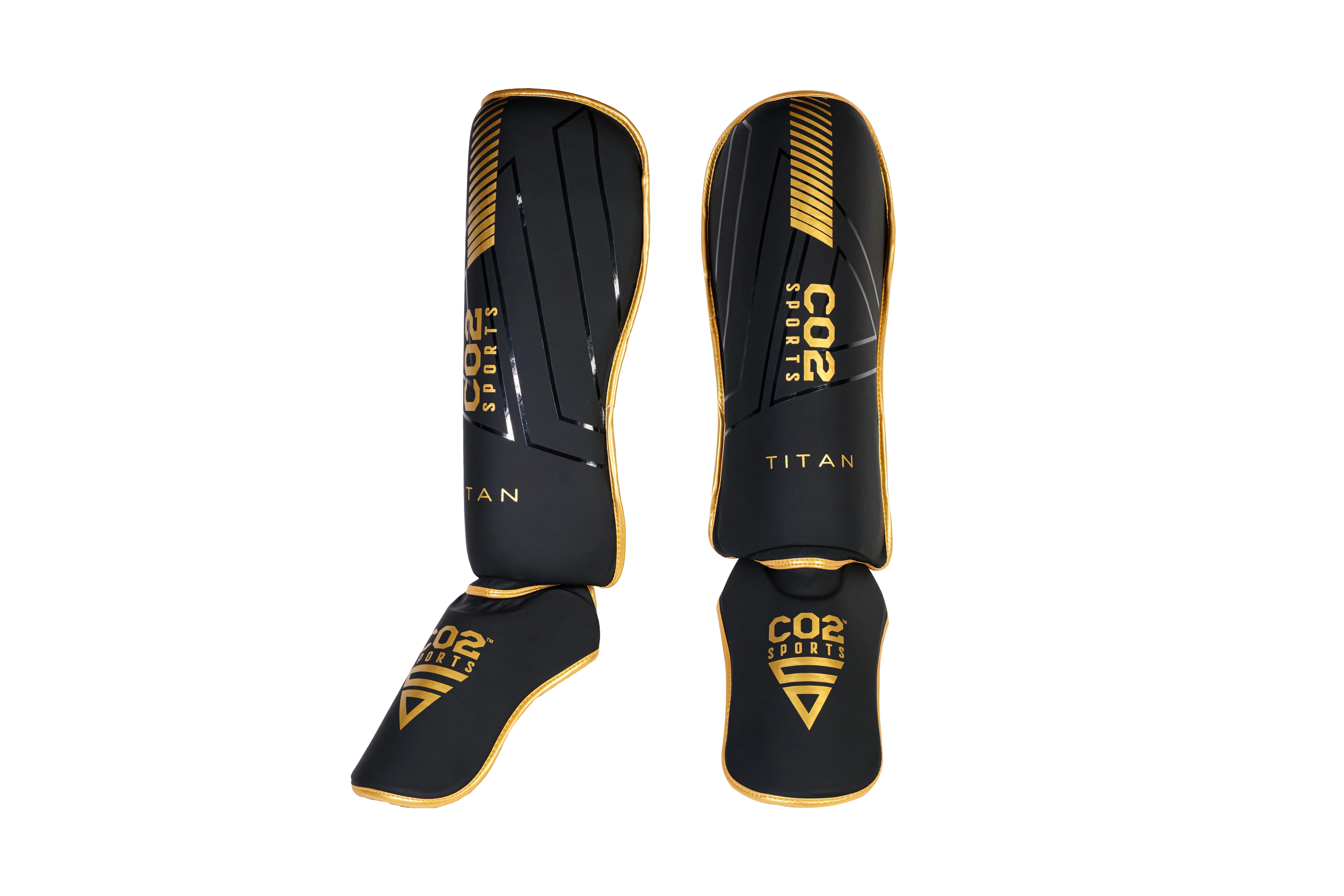 Golden martial arts shin guard with full leg protection